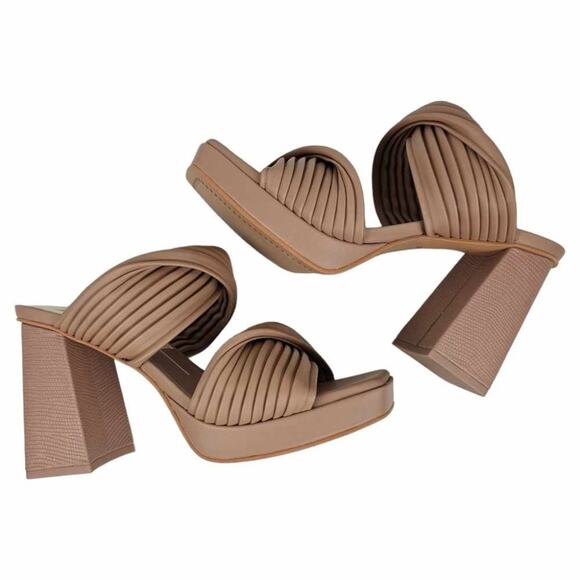 NEW Dolce Vita Chunky Block Heel Platform Slide Sandals Neutral Beige Size 7 - Picture 7 of 11